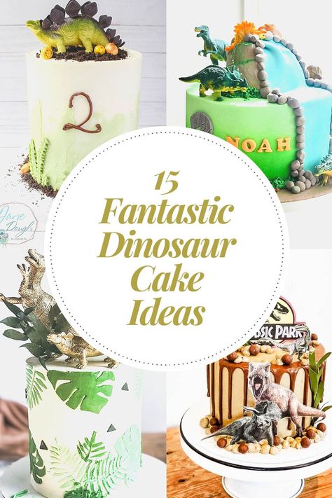 Looking for dinosaur cake ideas? Check out ideas ranging from The Good Dinosaur cake, girl dino, simple dinosaur, to Jurassic Park cake! Dinosaur Cake Decorating Ideas, Dino Cake Ideas Simple, Simple Dinosaur Cake Ideas, Dinosaur Cake Cute, Dinosaur Cake For Girls Birthday, Jurassic Park Cake Birthdays, Simple Dino Cake, Three Rex Birthday Cake, Simple Dinosaur Cake