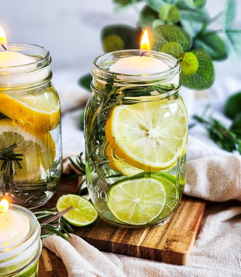 DIY Mosquito Repellent Mason Jar Luminaries Mosquito Repellent Candles Mason Jars, Mason Jar Bug Repellent Diy, Bug Repellent Centerpiece, Citronella Jars, Diy Citronella Candles Mason Jars, Outdoor Bbq Ideas, Mason Jar Citronella Candles, Floating Candles Mason Jars, Candle Diy Mason Jar