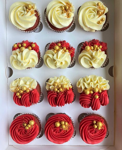 Red Carpet Cupcakes, Red And Yellow Cupcakes, Red And Gold Cupcakes, 49ers Cupcakes, Normal Cake, 50th Birthday Cupcakes, Thank You Cupcakes, Fathers Day Cupcakes, Pie Designs