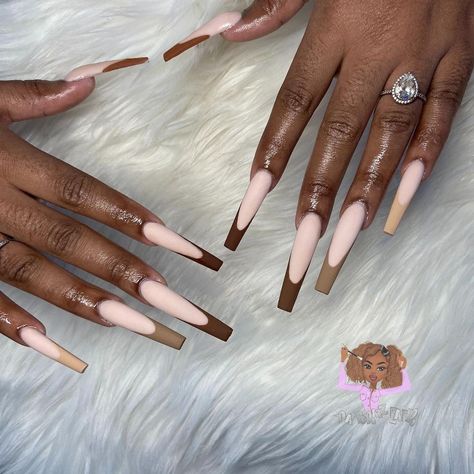 Hand painted shades of brown french for @pretty_icylinn 😍 Stop looking and start booking! Book this under “ombré/ french brat set” I still… Purple Marble Nails, Ombré French, Really Long Nails, Watercolor Nails, Burgundy Acrylic Nails, Brown French, Tapered Square Nails, Drip Nails, Cute Acrylic Nail Designs