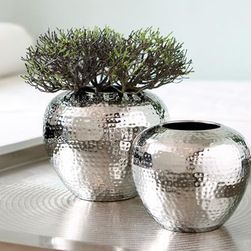 Silver Vases, Rectangle Vase, Aluminum Vase, Distressed Table, Tall Floor Vases, Backyard Plan, Table Vase, House Plants Decor, Garden Landscape Design