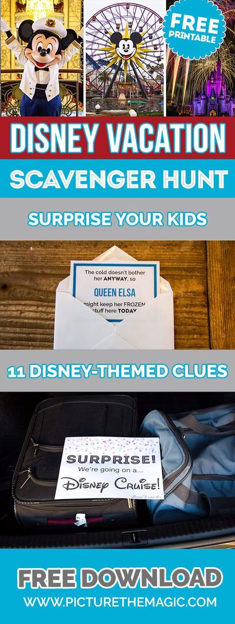 UPDATED: Get FREE Disney Vacation Scavenger Hunt (Dec 2019) Disney Cruise Announcement To Kids, Surprise Vacation Reveal Ideas, Disney Announcement, Vacation Scavenger Hunt, Disney Vacation Surprise, Surprise Vacation Reveal, Disney Trip Reveal, Disney Trip Surprise, Disney Reveal