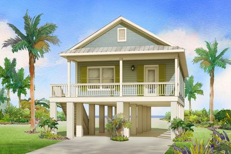 Fish Hawke - Affinity Building Systems, LLC Pier House Plans, Beach House Stilts, Tiny Stilt House, Small Elevated House Plans, Tiny Coastal Cottage, House On Stilts Plans, Lake House On Stilts, Beach Cottage On Stilts, Flood Proof House Design