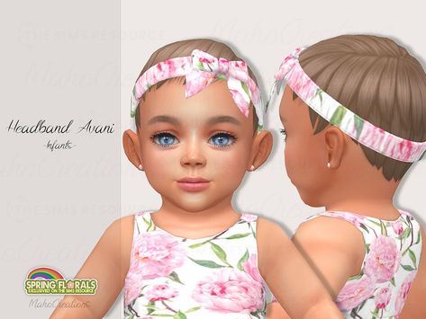 The Sims Resource - Spring Florals - Headband Avani (Infants) Sims 4 Cc Infant, Sims 4 Infant, Clothes Cc, Sims Baby, Sims 4 Children, Sims 4 Dresses, Flower Texture, Spring Florals, Baby Hair Accessories