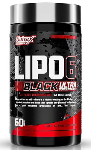 Nutrex Research Lipo-6 Black Ultra Concentrate | Thermogenic Energizing Fat Burner Supplement, Increase Weight Loss, Energy & Intense Focus |Capsule, 60Count Gym Supplements Products, Thermogenic Fat Burner, Fat Burner Supplements, L Tyrosine, Fat Loss Supplements, Fiber Supplements, Metabolism Booster, Daily Vitamins, Diet Supplements