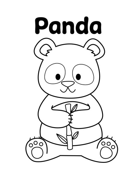 Panda Coloring Page from LittleBeeFamily.com Free Panda Printables, Panda Games For Kids, Panda Outline Drawing, Panda Bear Coloring Pages Free Printable, Coloring Pages Activities, Zoo Animals Preschool, Panda Clipart Black And White, Starfish Colors, Zoo Animal Coloring Pages