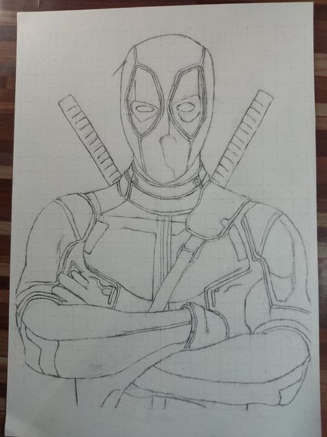 Avengers Characters Drawings, Deadpool Pencil Drawing, Art Sketches Marvel, Deadpool Sketch Pencil, Deadpool Art Sketches, Marvel Art Drawings Sketch, Deadpool Drawing Sketches, Deadpool Art Drawing, Drawing Ideas Marvel