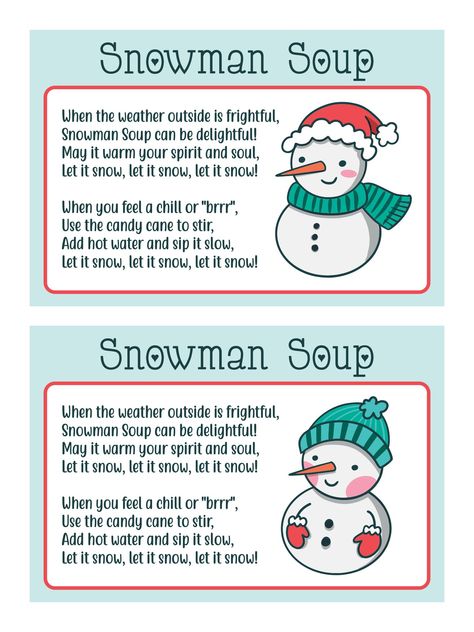 Snowman Soup Recipe, Snowman Soup Tags Printable Free, Snowman Soup Labels Free Printable, Snow Man Soup Printable Free, Snowman Soup Ideas, January Ministering Ideas, Snowman Soup Printables Free Bag Toppers, Christmas Treats To Make With Kids, Snowman Soup Printables Free