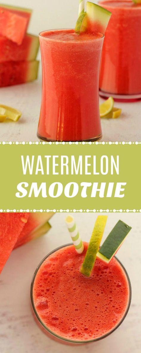 Watermelon Smoothie Recipe, Watermelon Smoothie Recipes, Vegan Drinks Recipes, Watermelon Smoothie, Vegan Drinks, Post Workout Snacks, Watermelon Recipes, Strawberry Smoothie, Breakfast Smoothies