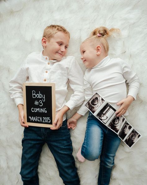 Third baby announcement 
B A B Y # 3 | Our family is growing 🍼  #babyannouncement #growingfamily #babyontheway Sibling Announcement Third, 3rd Child Announcement, Baby Announcement 3rd Child, 3rd Baby Announcement Ideas, 3rd Baby Announcement With Siblings, Baby Number 3 Announcement Ideas, Third Child Announcement, 3rd Pregnancy Announcement With Siblings, 3 Baby Announcement Ideas