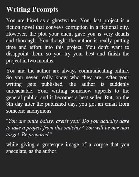 Thriller Prompts, Writing Fiction, Book Prompts, Thriller Novels, Creative Writing Prompts, Story Prompts, Ghost Writer, Book Writing Tips, Thriller Books