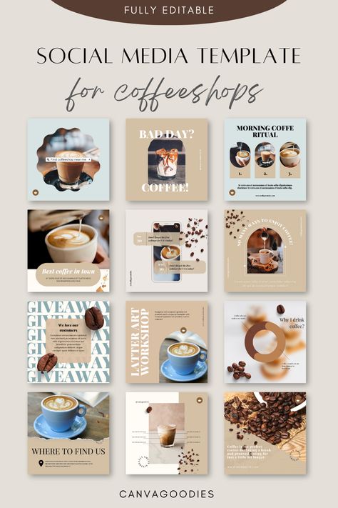 coffee blogger, food influences, coffeeshop templates for social media & instagram Coffee Shop Social Media Design, Social Media Coffee Shop, Graphic Design Coffee Shop, Coffee Shop Instagram Post, Cafe Social Media Content, Coffee Content Instagram, Coffee Shop Social Media Posts, Bakery Post Ideas, Bakery Social Media Design