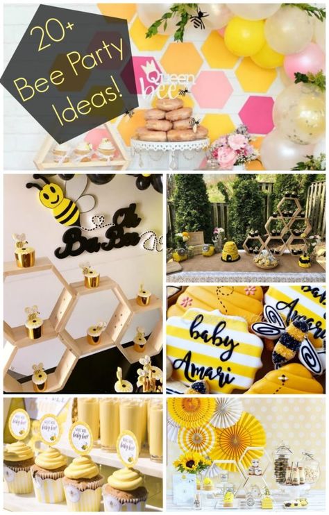 Bee Party Ideas, Bee Themed Birthday, Summer Baby Shower Themes, Bee Party Favors, Bee Themed Birthday Party, Honey Bee Baby Shower, Bee Theme Party, Bee Wedding, Bee Birthday Party