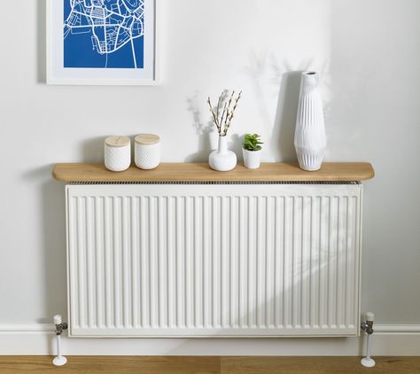 Floating Shelf Over Radiator Hallway, Diy Radiator Shelf, Over Radiator Shelf Hallway, Small Shelf Over Radiator, Radiator Floating Shelf, Radiator Shroud Shelf, Oak Radiator Shelf, Radiator Console Shelf, Hot Water Radiator Covers