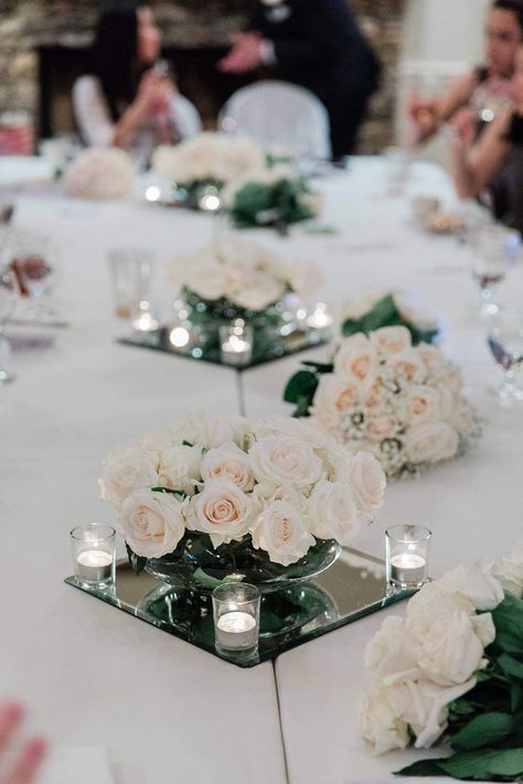 Wedding Bowl Centerpieces, Diy Rose Centerpieces Wedding, Bowl Centerpiece Ideas Wedding, Wedding Reception Round Table Decorations Centerpiece Ideas, Diy Rose Centerpiece, Low Table Centerpieces Wedding, Fish Bowl Wedding Centerpieces, Round Table Centerpieces White Roses, Fishbowl Centerpiece Wedding