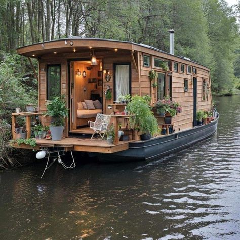 Houseboat Decor, Boathouse Design, Shanty Boat, Boat House Interior, Houseboat Living, Boat Interior, Cottage Ideas, Tiny House Movement, Floating House