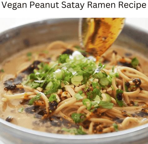 Vegan Peanut Satay Ramen Recipe Chickpea Blondes, Satay Soup, Vegan Babka, Ramen Dish, Ramen Ingredients, Peanut Satay Sauce, Peanut Satay, Ms Diet, Ramen Dishes