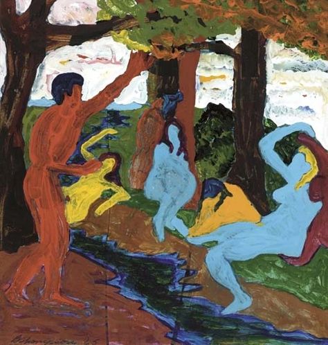 Artwork by Bob Thompson, Diana and Her Bathers, Made of gouache on paper Bob Thompson Painting, Bathers Painting, Bob Thompson, Artemis Art, Artist Workspace, Expressionist Artists, Murals Street Art, Abstract Expressionist, Magazine Art