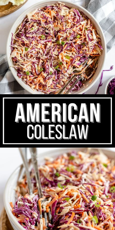 Brisket And Sides Dishes, Brisket Sides Dishes Ideas, American Coleslaw, Brisket Sides, Southern Coleslaw, Cabbage And Carrots, Creamy Salad, Delicious Slow Cooker Recipes, Creamy Coleslaw