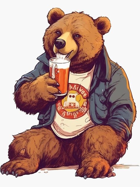 California Burger, Ink Reference, Beer Artwork, Beer Wallpaper, Beer Bear, Beer Illustration, Bear Cup, Beer Art, Papa Bear