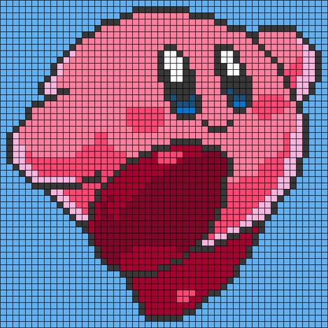 Alpha pattern #120640 | BraceletBook Kirby Grid Pattern, Animal Crossing Alpha Pattern, Kirby Alpha Pattern, Pixel Kirby, Kirby Video Game, Kirby Video, Kawaii Nintendo, Pixel Grid, Crochet Grid