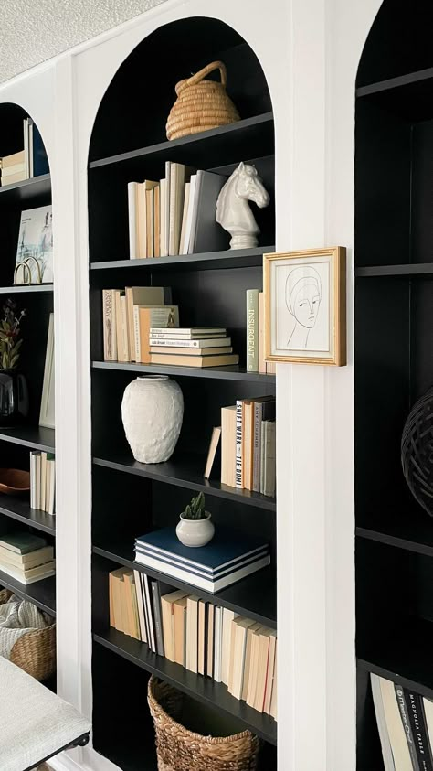 Billy Bookshelves, Round Bookshelf, Billy Ikea, Living Room Built Ins, Living Tv, Ikea Billy, Built In Bookcase, Built In Shelves, Living Room Inspo