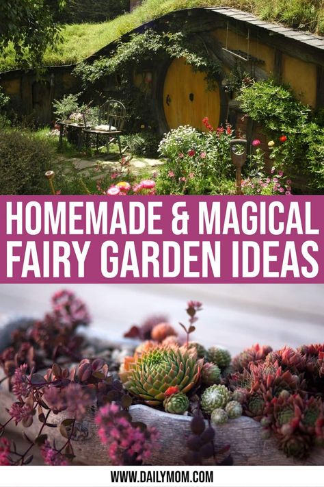 A fairy garden is a miniature wonderland. You can bring this magic to your yard or home with these 5 homemade fairy garden ideas from DailyMom.com Creating A Fairy Garden, Fairy Garden Landscape Ideas, Large Fairy Garden Ideas Backyards, Building A Fairy Garden, Natural Fairy Garden Ideas, Large Fairy Garden Ideas Tree Trunks, Fairy Garden House Ideas, Secret Fairy Garden, Outdoor Fairy Garden Ideas Landscaping