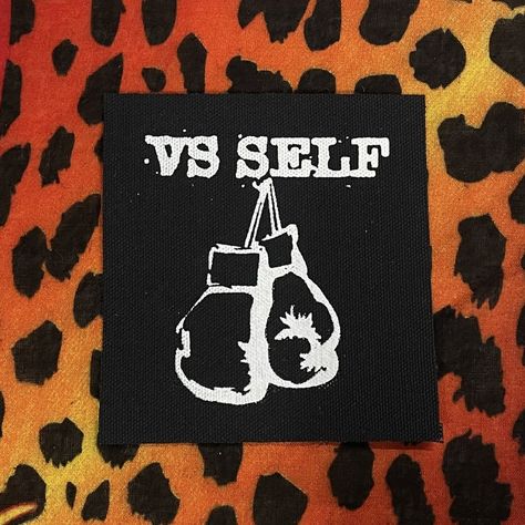 Vs Self Band, Punk Stencils Diy, Patch Inspo Punk, Diy Punk Shirt, Punk Stencil, Crust Punk Stencil, Punk Band Patches Diy, Folk Punk Patches, Punk Band Patches