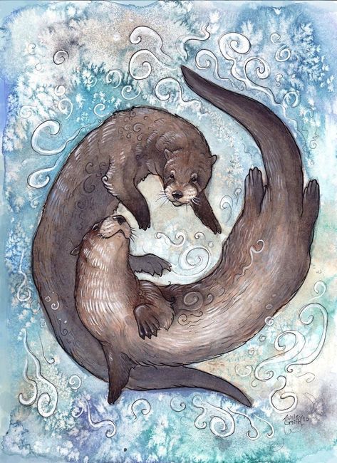 Otter Painting, Otter Drawing, Otter Tattoo, Otter Illustration, Otter Art, Elements Earth, Otter Love, The Four Elements, River Otter