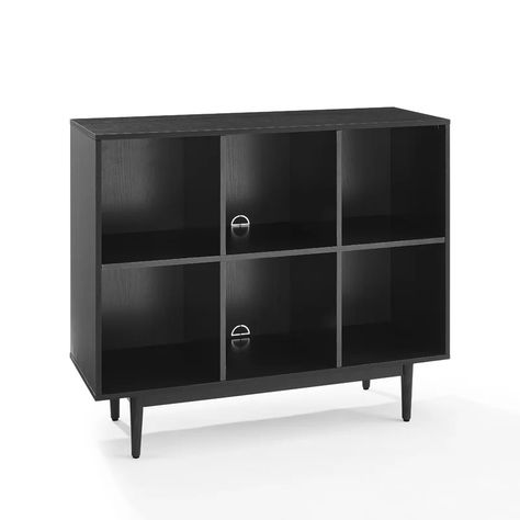 Wade Logan® Burke 35.88'' H x 42.25'' W Cube Bookcase & Reviews | Wayfair Black Cube Organizer, Modern Media Center, Black Cube, Target Furniture, Storage Bookcase, Black Storage, Spooky Home, Storage Cube, Cube Bookcase