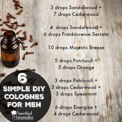 6 Simple DIY Colognes for Men Essential Oil Cologne, Essential Oil For Men, Colognes For Men, Essential Oil Perfumes Recipes, Homemade Perfume, Oils For Men, Perfume Recipes, Diy Essentials, Diy Perfume