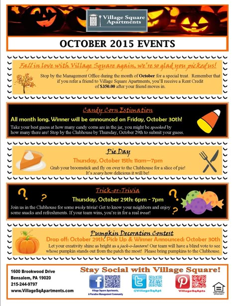 October Events For Residents, Resident Ideas Apartments, Resident Events Ideas Apartments Fall, Thanksgiving Resident Event Ideas, October Resident Event Ideas, Halloween Resident Events, October Resident Events, Fall Resident Events Ideas Apartments, Resident Events Property Management