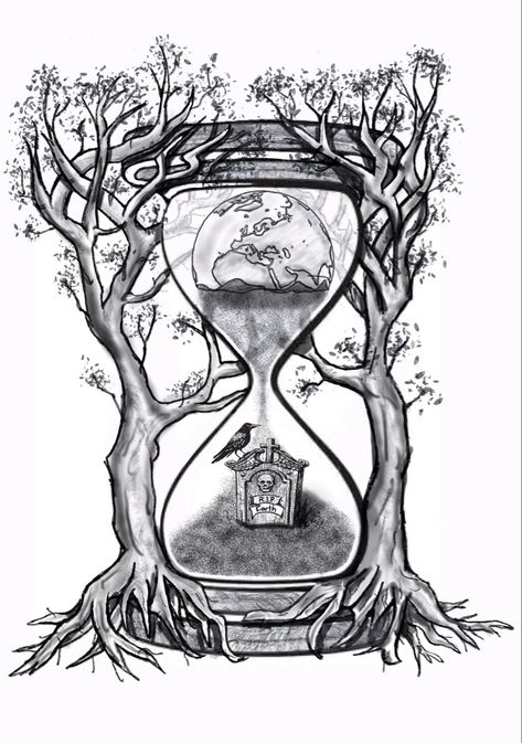 Drawing Hourglass Art, Hourglass Tattoo Stencil Outline, Hourglass Sketch Drawings, Space Time Tattoo, Tattoo Art Drawings Sketches, Hourglass Drawing, Cool Animal Tattoos, Totem Tattoo, Earth Tattoo