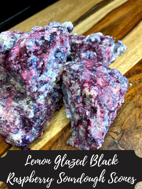 Lemon Glazed Black Raspberry Scones (Sourdough!) · Jess in the Kitchen Raspberry Sourdough, Scones Sourdough, Rasberry Recipes, Black Raspberry Recipes, School Snack Recipes, Blackberry Scones, Sourdough Scones, Making Honey, Ask Mom