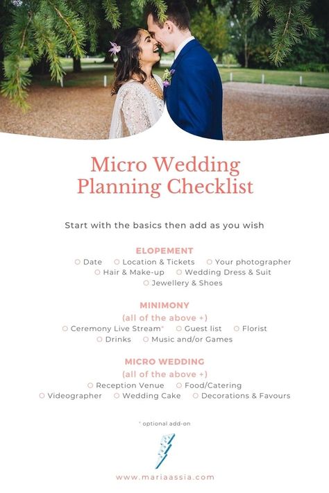 How to have a Dream Micro Wedding | Maria Assia Photography #mariaassiaphotography #weddingphotography #microwedding #minimony #elopement Mirco Wedding Ceremony, Planning A Small Wedding, Wedding Planning Timeline, Small Intimate Wedding, Future Wedding Plans, Planning Checklist, Wedding Planning Checklist, Civil Wedding, Micro Wedding