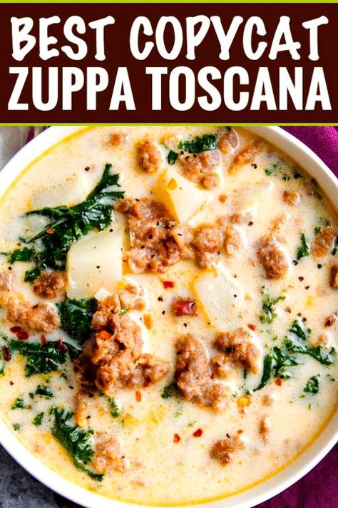 Classic zuppa toscana soup, in slow cooker form! It tastes WAY better than the restaurant version, and is sure to be a crowd pleaser! Zuppa Soup Olive Garden, Olive Garden Zuppa Toscana Soup Instapot, Zuppa Toscana Soup Gluten Free, Zuppa Toscana Soup Olive Garden Healthy, Zuppa Toscana Soup Pressure Cooker, Zuppa Toscana Soup Natasha's Kitchen, Zuppa Toscana Soup Light, Crockpot Zoupa Toscana Olive Gardens, Zupa Toscana Soup Olive Garden