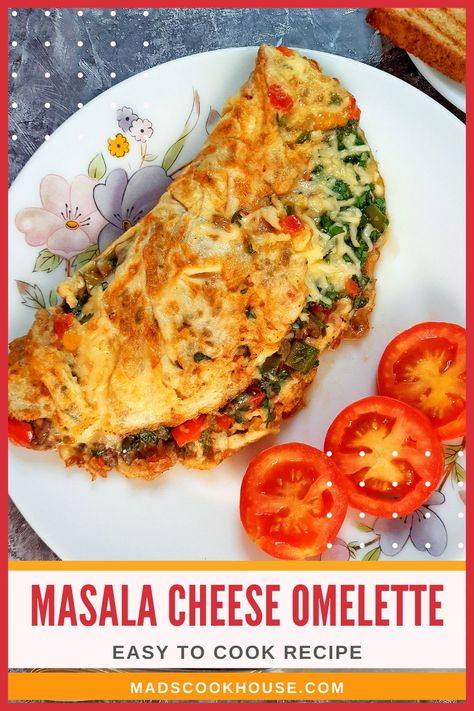 How to make Masala Cheese Omelette. Spicy and fluffy eggs flavored with mushrooms and oodles of cheese. This Indian style cheese omelette is a hearty and delicious dish. Try out the easy to cook recipe that works perfectly for breakfast or brunch. #BreakfastRecipes #BrunchRecipes Fluffy Omelette Recipe, Cheese Omelette Recipe, Best Omelette, Green Chilli Sauce, Cheese Omelette, Fluffy Eggs, Omelette Recipe, Recipe Videos, Indian Snacks