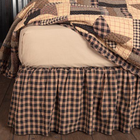 Free Shipping. Buy Soft Black Classic Country Bedding Denton Cotton Split Corners Gathered Check King Bed Skirt at Walmart.com Star Bedroom, Box Spring Cover, Americana Home, Country Bedding, Log Cabin Decor, Vhc Brands, Fox Decor, Country Decor Rustic, Lodge Style