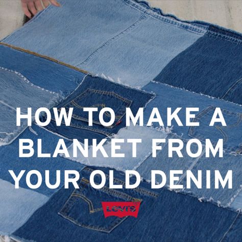 Life is long, and there comes a time when even your favorite pairs of jeans get old, or snug, or tired, and it’s time to move on. But you shouldn’t throw them out, and you don’t even have to give them away. Instead, reimagine your old denim into a blanket you can use forever. Don’t know how? We do, and soon you will, too. Denim Throw Blanket, Denim Blanket Diy Old Jeans, Denim Quilts Old Jeans, Denim Quilts Old Jeans Diy, Jean Blanket, Diy Old Jeans, Denim Blanket, Make A Blanket, Denim Crafts Diy