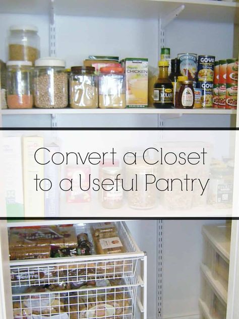 Closet To Pantry Conversion, Pantry Conversion, Closet To Pantry, Organized Pantries, No Pantry, Converted Closet, Pantry Closet Organization, Closet Transformation, Laundry Shelves