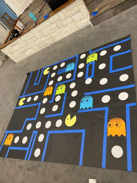 Pac Man Trunk Or Treat Ideas For Cars, Pacman Bulletin Board, Pac Man Bulletin Board Ideas, Pacman Classroom Door, Pac Man Homecoming Float, Pacman Wall, Pac Man Party, Steam Night, Summer Club