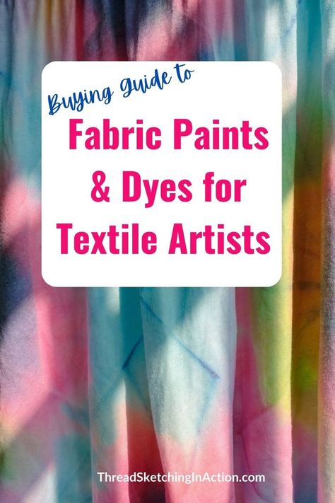 Discover the best fabric paints and dyes for textile artists and take your creative art to a new level – painting on fabric! Painting With Dye On Fabric, Dye Painting On Fabric, Fabric Paint And Embroidery, Creative Textiles Techniques, Best Fabric Paint, Painted Textiles, Coloring Fabric, Thread Sketching, Fabric Techniques