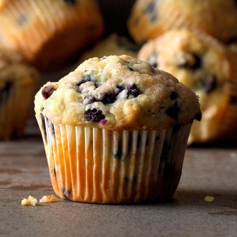 Nothing is better than a warm blueberry muffin in the morning, and these muffins are the best I have ever made. The wild blueberries make them extra special. —Dewey Grindle, Blue Hill, Maine Extra Large Blueberry Muffins, Southern Living Blueberry Muffins, Wild Blueberry Muffins, Award Winning Blueberry Muffins, Wild Blueberry Muffins Healthy, Blue Hill Maine, Freeze Dried Food Storage, Homemade Blueberry Muffins, Smitten Kitchen Perfect Blueberry Muffins