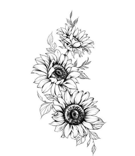 Sternum Sunflower Tattoo, Side Sunflower Tattoo, Sunflower Vine Tattoo, Delicate Sunflower Tattoo, Sunflower Bouquet Tattoo, Cute Sunflower Tattoo, Sunflower Reference, Botanical Tattoo Sleeve, Learning To Tattoo