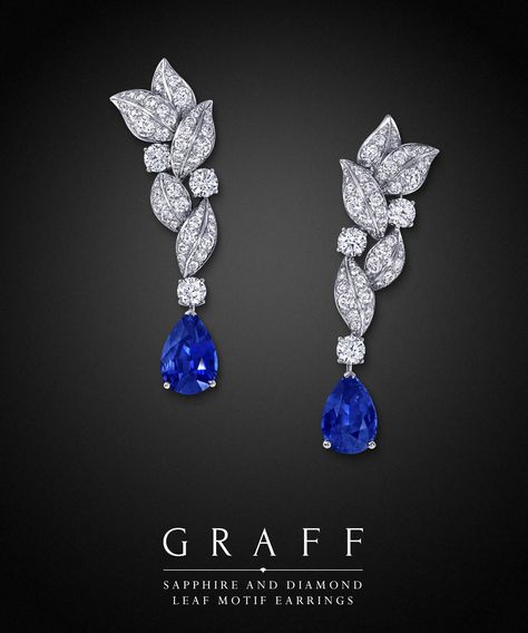 Graff Diamonds: Sapphire and Diamond Leaf Motif Earrings Graff Jewelry, Graff Diamonds, Earrings Sapphire, Leaf Motif, Earrings Diamond, Fabulous Jewelry, Sapphire Necklace, Blue Jewelry, Sapphire Earrings