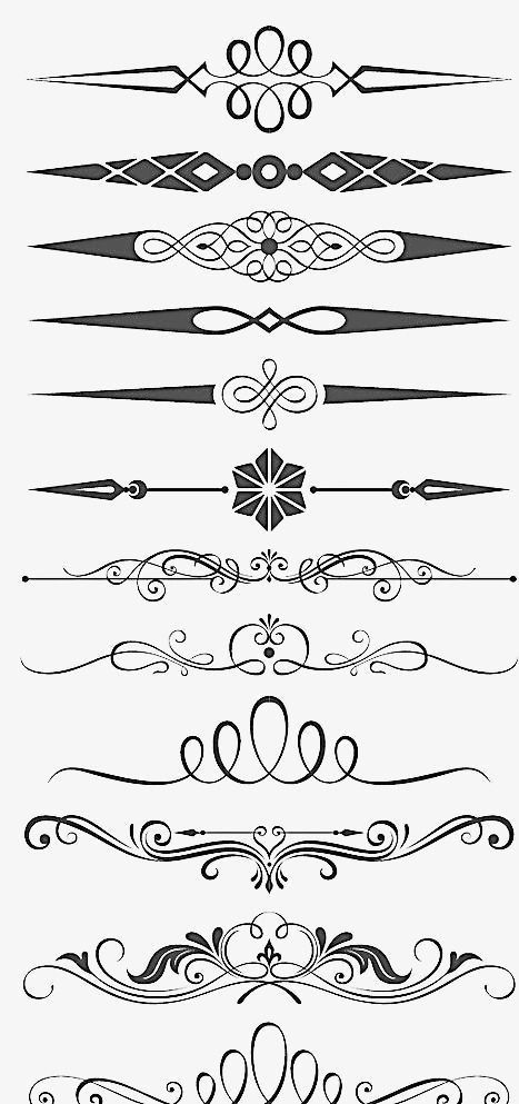 Filigree Stencil, Dividers Png, Decorative Doodles, Divider Png, Border Ideas, Lines Design, Muster Tattoos, Frame Border Design, Decorative Lines