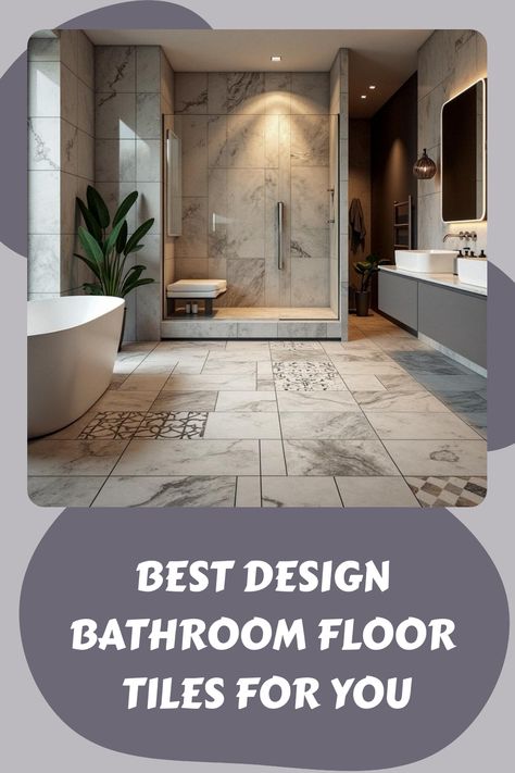 Best Design Bathroom Floor Tiles for You Porcelain Bathroom Tile Ideas, Ceramic Tile Bathroom Ideas, Bathroom Big Tiles, Mosaic Floor Tile Bathroom, Bathroom Floor Tiles Ideas, Warm White Bathroom, Bathroom Flooring Trends, Porcelain Tile Bathroom, Elegant Shower Curtains