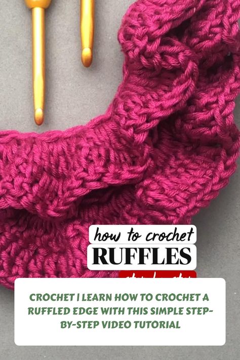 This crochet ruffle is super easy, no matter how many stitches you have, and can be used with any stitch. #Crochet Crochet Ruffles Pattern, Crochet Ruffle Edging, Ruffle Crochet Edging, Crochet Ruffles, Ruffles Pattern, Crochet Edging Patterns, Crochet Ruffle, Learn How To Crochet, Stitch Crochet