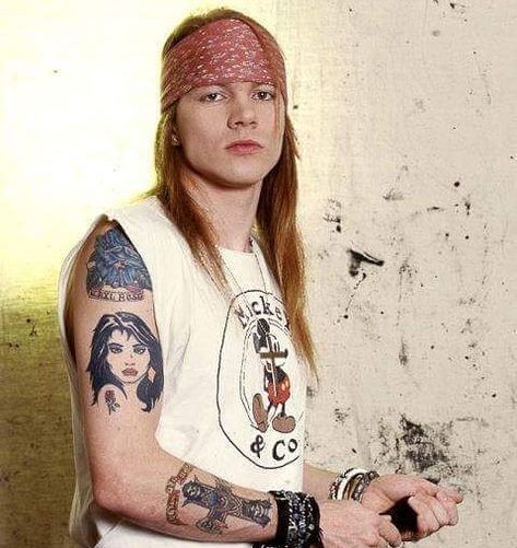 Axl Rose Tattoo, Debby Ryan Hair, 80s Rock And Roll, Slash And Axl, Axel Rose, Heavy Rock, Axl Rose, Hair Flip, Welcome To The Jungle