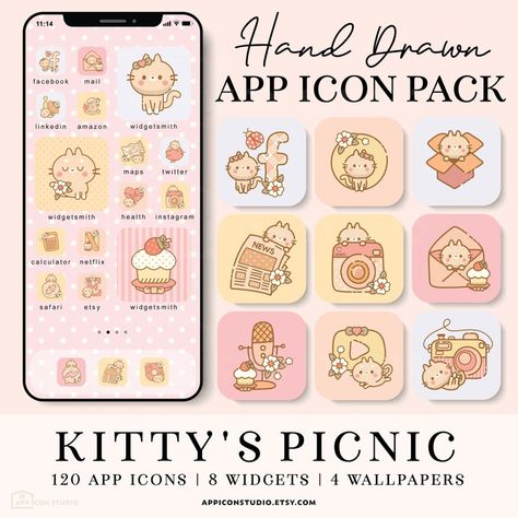 Bees Aesthetic, Kawaii App Icons, Cat App, Cottagecore Fall, Kawaii App, Application Iphone, Cat Kawaii, Apple App, Cute App